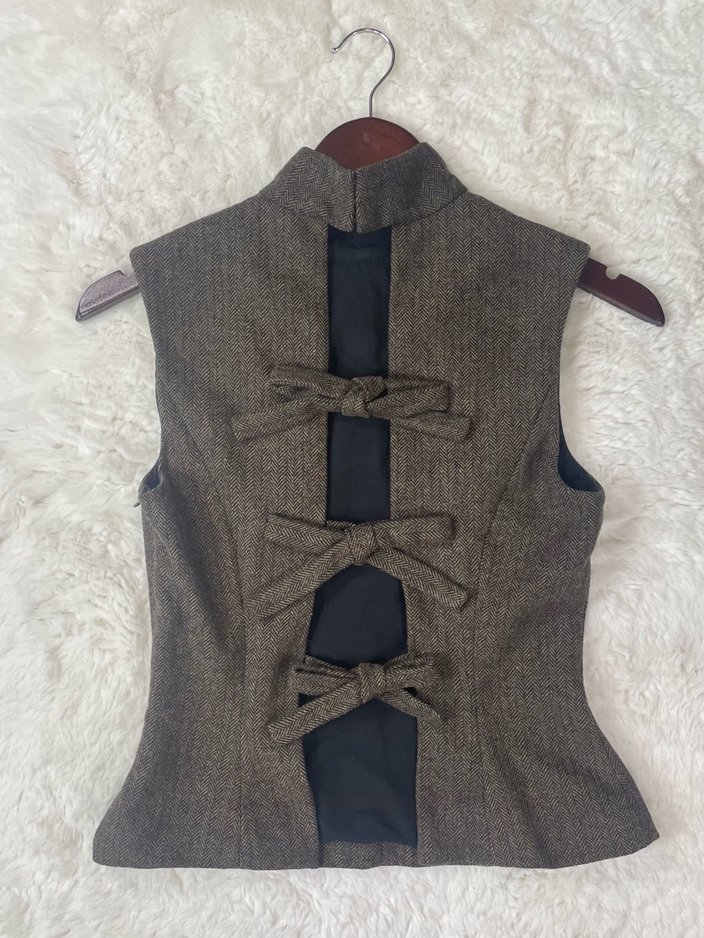 Reformation x Kacey Musgraves Sutton Top Brown Herringbone Size 2 - Picture 6 of 10